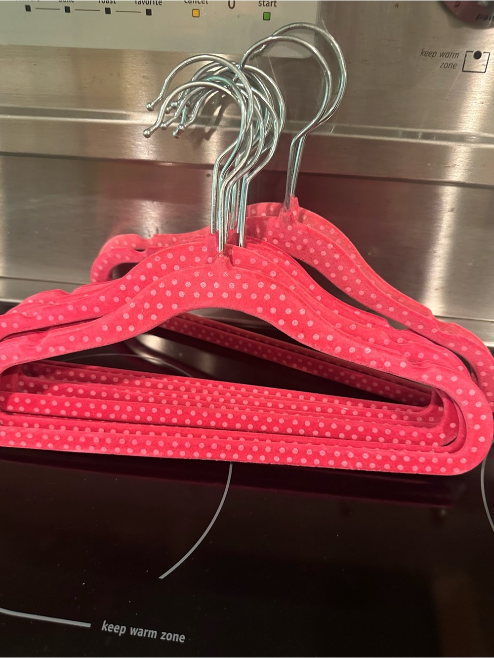Kids Velvet Hangers in Pink Polka Dot - Pack of 10